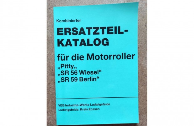 Motorroller Iwl SR56 Wiesel, SR 59 Berlin alkatrészkatalógus
