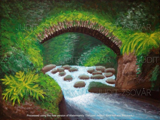 Mountain Stream (Hegyi patak) akril fekete vsznon, 30 x 40 cm