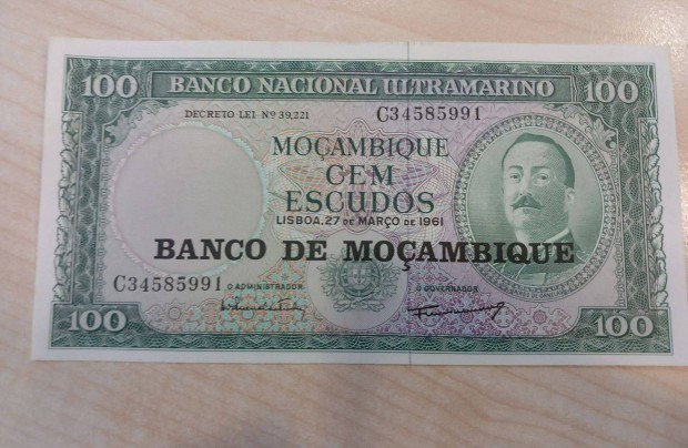 Mozambik 100 escudos 1961. UNC