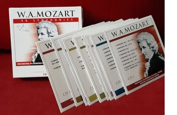 Mozart 46 Symphonies 10 darabos CD box, W A Mozart, bontatlan