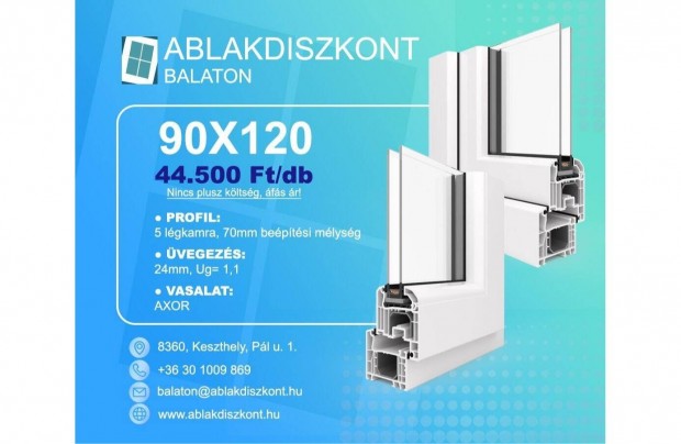 Manyag ablak 2 rteg veggel 90x120 Raktrrl Keszthelyen