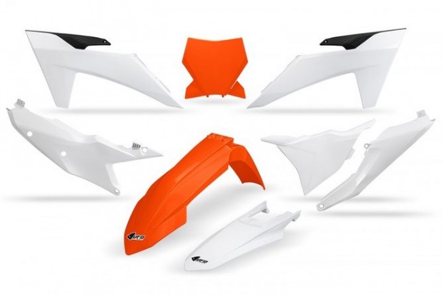 Műanyag készlet komplett UFO KTM SX / SX-F 2023 narancs / fehér