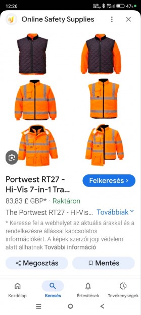 Munkaruha Portwest 7in1 XXL mret elad 