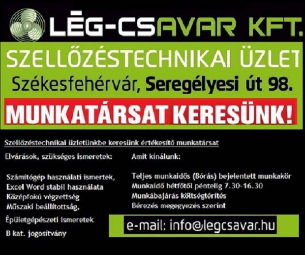 Munkatrsat keresnk ruszllt munkakrbe