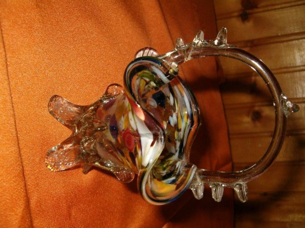 Muranói kis üveg kosár