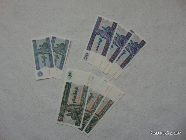 Myanmar kyats 8 darab szp bankjegy LOT ! Kp szerinti szp