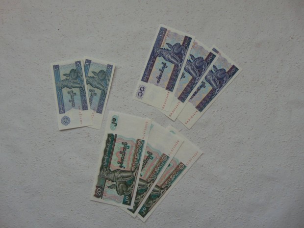 Myanmar kyats 8 darab szp bankjegy LOT !!!