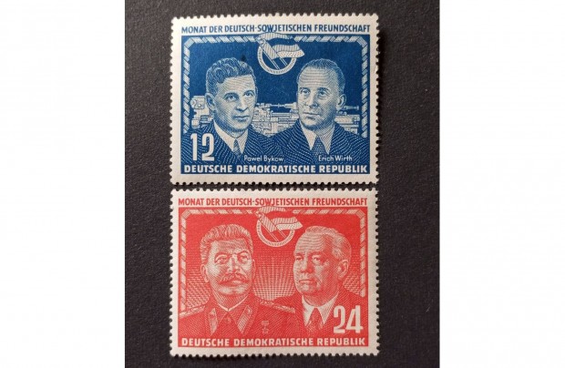 NDK DDR 1951 német-szovjet barátság postatiszta bélyeg sor Mi.296 -297