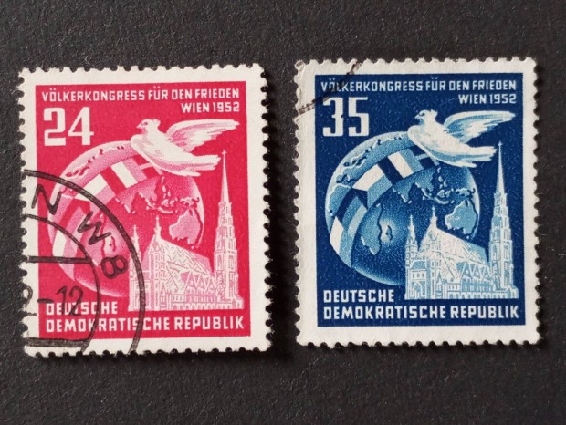 NDK DDR 1952-es Bkekongresszus Bcsben komplett blyegsor