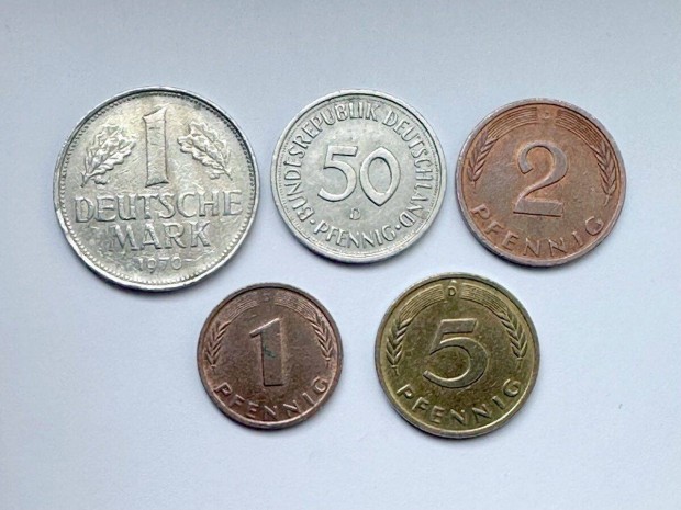 NSZK Német Szövetségi Köztársaság érmesor 5 db márka pfennig érme