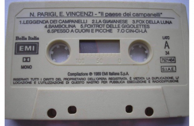 N.Parigi - Bella Italia , 1989 EMI Italiana , gyri msoros kazetta