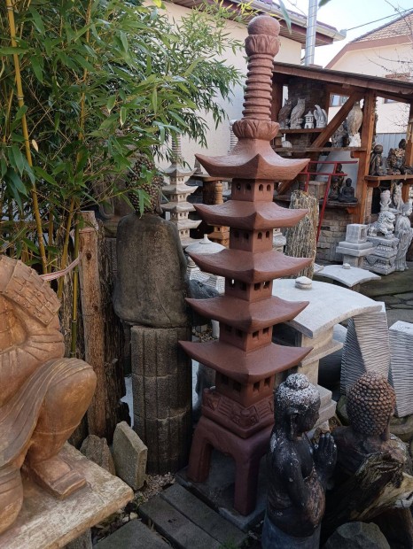 Nagy 190cm Japn kert pagoda kerti k Lmpa torony szobor