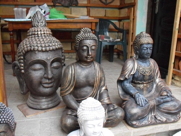 Nagy 65cm Bronz os Nepli Buddha Mediterrn Japn kerti k szobor