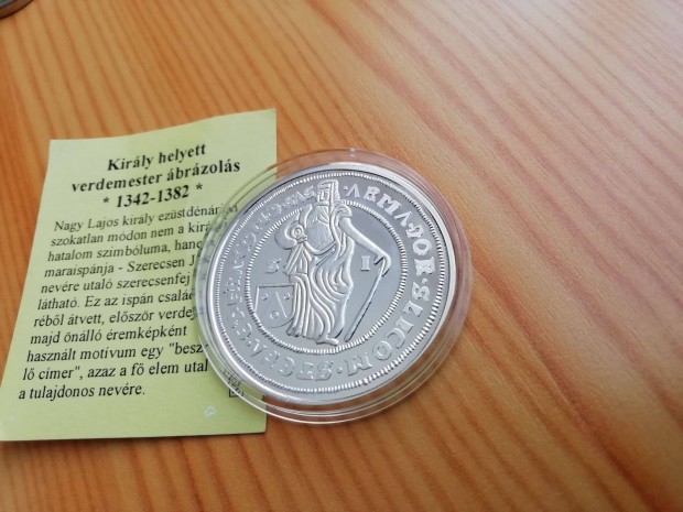 Nagy Lajos Király Denár emlékérem szín ezüst certivel