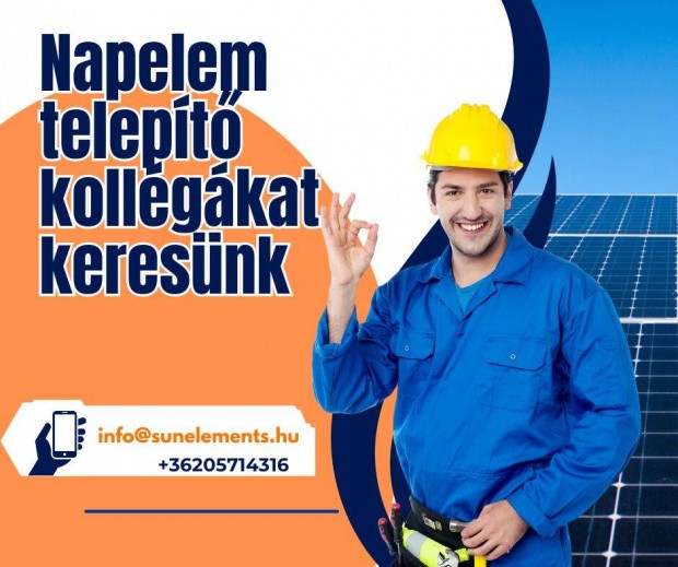 Napelem telepítő állásajánlat!