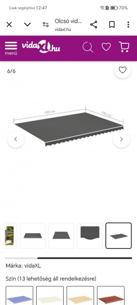 Napellenző ponyva 5x3,5 m