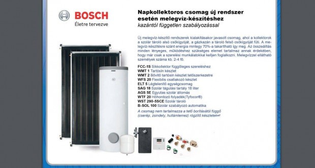 Napkollektoros csomag j rendszer melegvz-ksztshez! Bosch FCC Comf