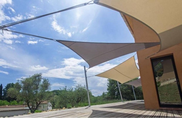 Napvitorla, UV 60 HDPE, vízlepergető, krém antracit német minőség,415x