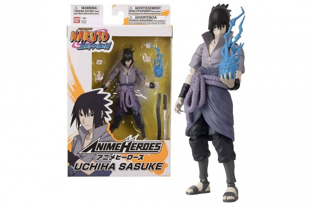 Naruto Anime Heroes Sasuke Uchiha figura 17 cm eredeti Bandai