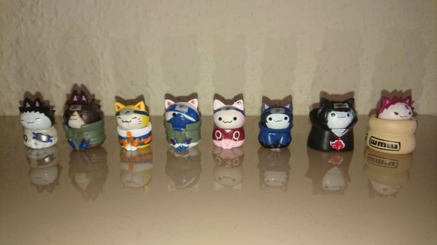 Naruto anime figura szett cica tortadísz 8db Új számlás Uzumaki Uchiha