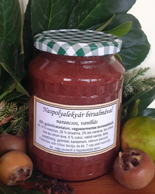 Naspolya lekvár birsalmával, kb. 7 dl, vegyszermentes termesztésből