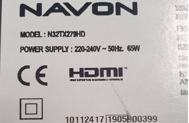 Navon 32" N32TX279HD LED LCD tv panelek 17MB140 17IPS62