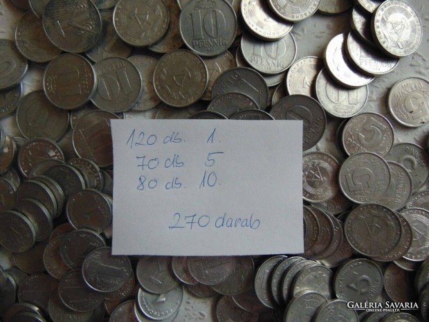 Németország alumínium 1 - 5 - 10 pfennig 270 darab 30 ft / darab Kép