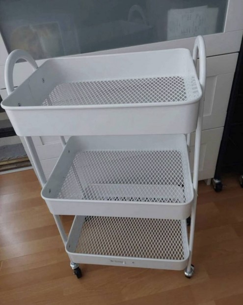 Nemhasznalt Fém gurulós tároló törtfehér szinben