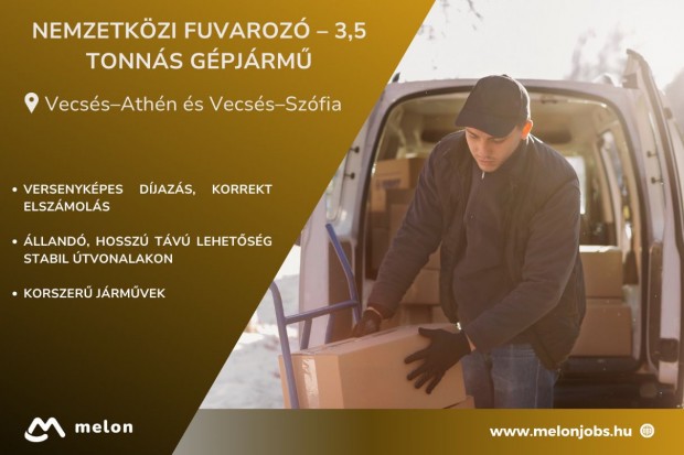 Nemzetközi fuvarozó  3,5 tonnás gépjármű