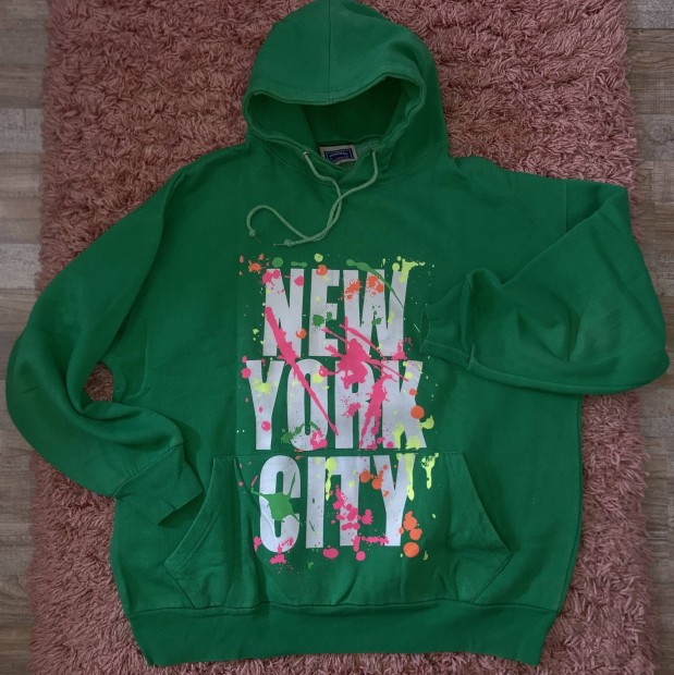 New York City XL hoodie kenguru zsebes kapucnis pamut pulver 