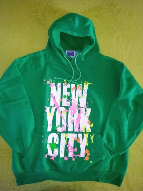 New York City XL hoodie kenguru zsebes kapucnis pamut pulver 