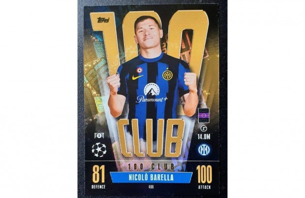 Nicolo Barella Internazionale 100 Club focis krtya Match Attax 2024