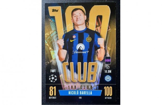 Nicolo Barella Internazionale 100 Club focis krtya Match Attax 2024