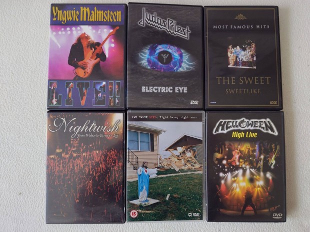 Nightwish,Judas Priest,Helloween,Van Halen,Malmsteen,Sweet dvd - k