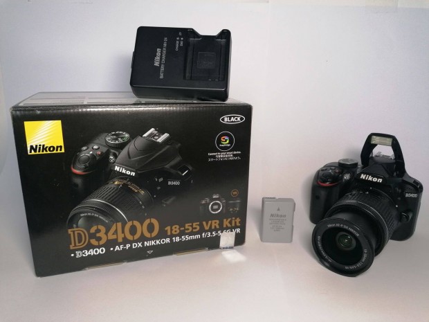Nikon D3400 + AF-P Nikkor 18-55mm Kit; Keveset hasznlt fnykpez