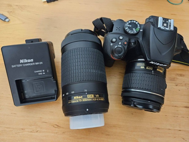 Nikon D3400 váz + 70-300 obi és 18-55 kit obi