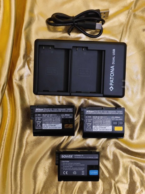 Nikon EN-EL15 akkumulátor 3db + Patona töltő