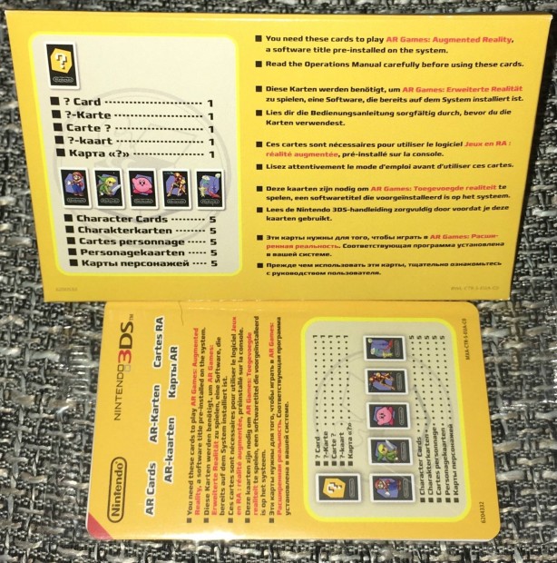 Nintendo 3DS AR Card / krtya 5 db - Mario, Link, Kirby, Samus, Pikmin