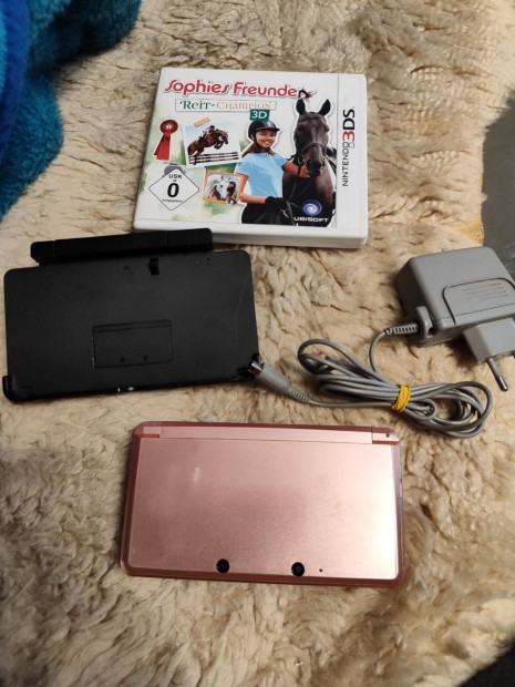 Nintendo 3ds játékkal, töltővel, töltő állomással