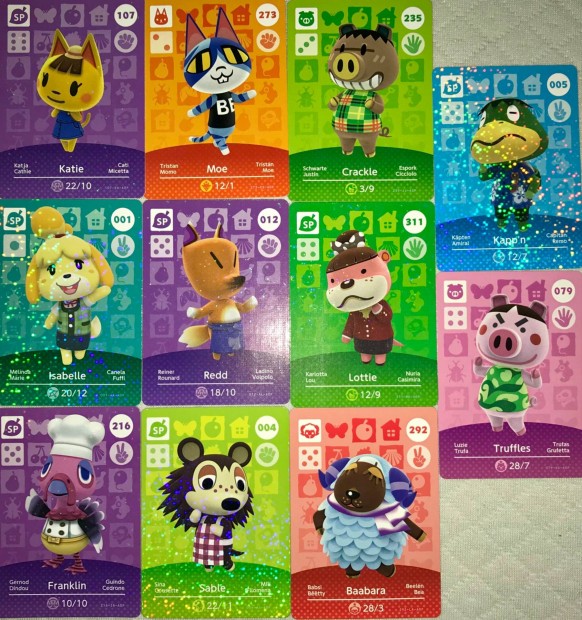 Nintendo Animal Crossing amiibo cards / krtya 11 db. egyben - Switch