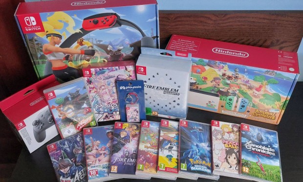 Nintendo Switch Animal Crossing Edition + Ringfit, Játékok, Kontroller