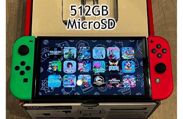 Nintendo Switch OLED Dual-Boot Cfw 18.0.1, 512GB microsd, 3 h gar.!