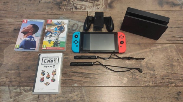 Nintendo Switch konzol Labo kszlettel, FIFA, Pokmon,egyb jtkokkal