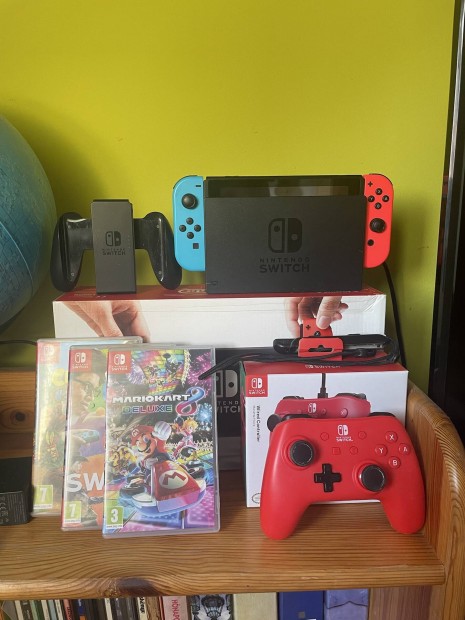 Nintendo Switch minden tartozkval +1 kontroller s jtkok