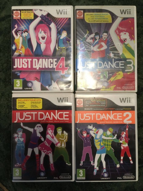 Nintendo Wii Just Dance 1,2,3 s 4 eredeti jtkok