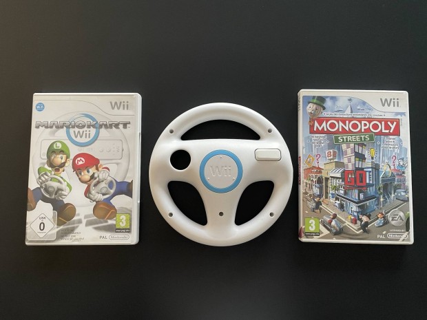 Nintendo Wii Mario Kart + Kormny + Monopoly Streets