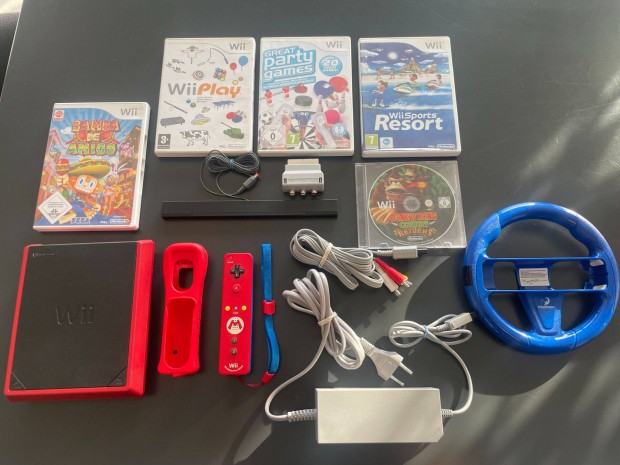 Nintendo Wii Mini + Sok Jtk Komplett! Mario Sonic Sport Donkey Kong