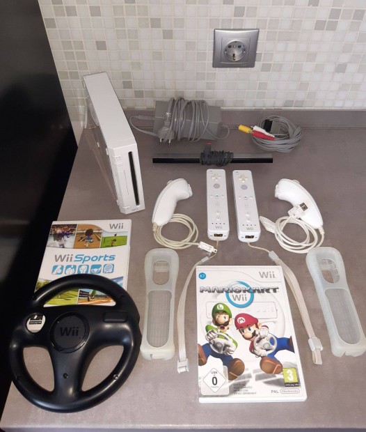 Nintendo Wii konzol (Rvl-001 EUR) + Wii Mariokart jtk tesztelt Wii08