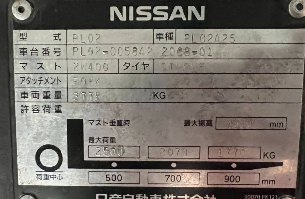 Nissan Targonca 2,5t