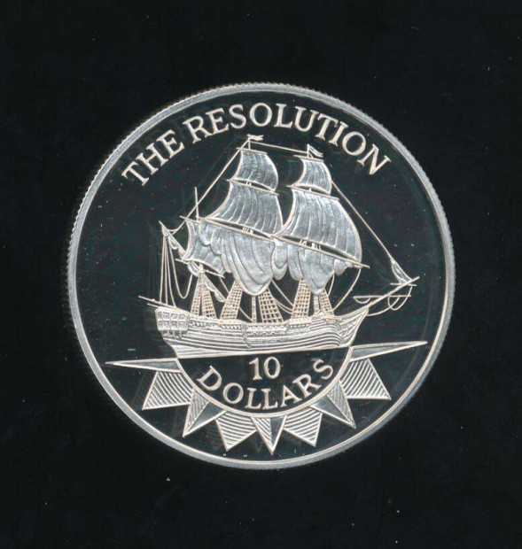 Niue 10 dollros 1992; vi ezst rme, HMS Resolution